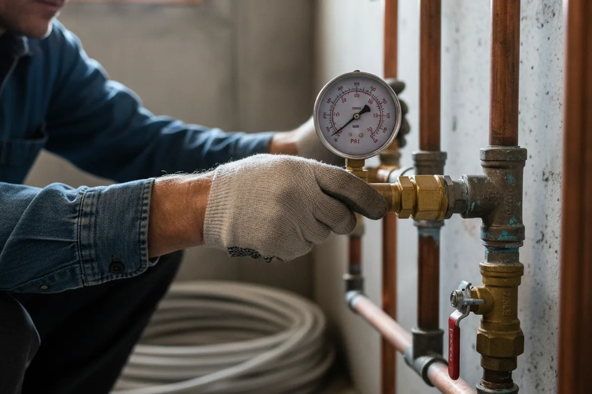 Pressure testing a repaired line during Water Line Repair in Port William